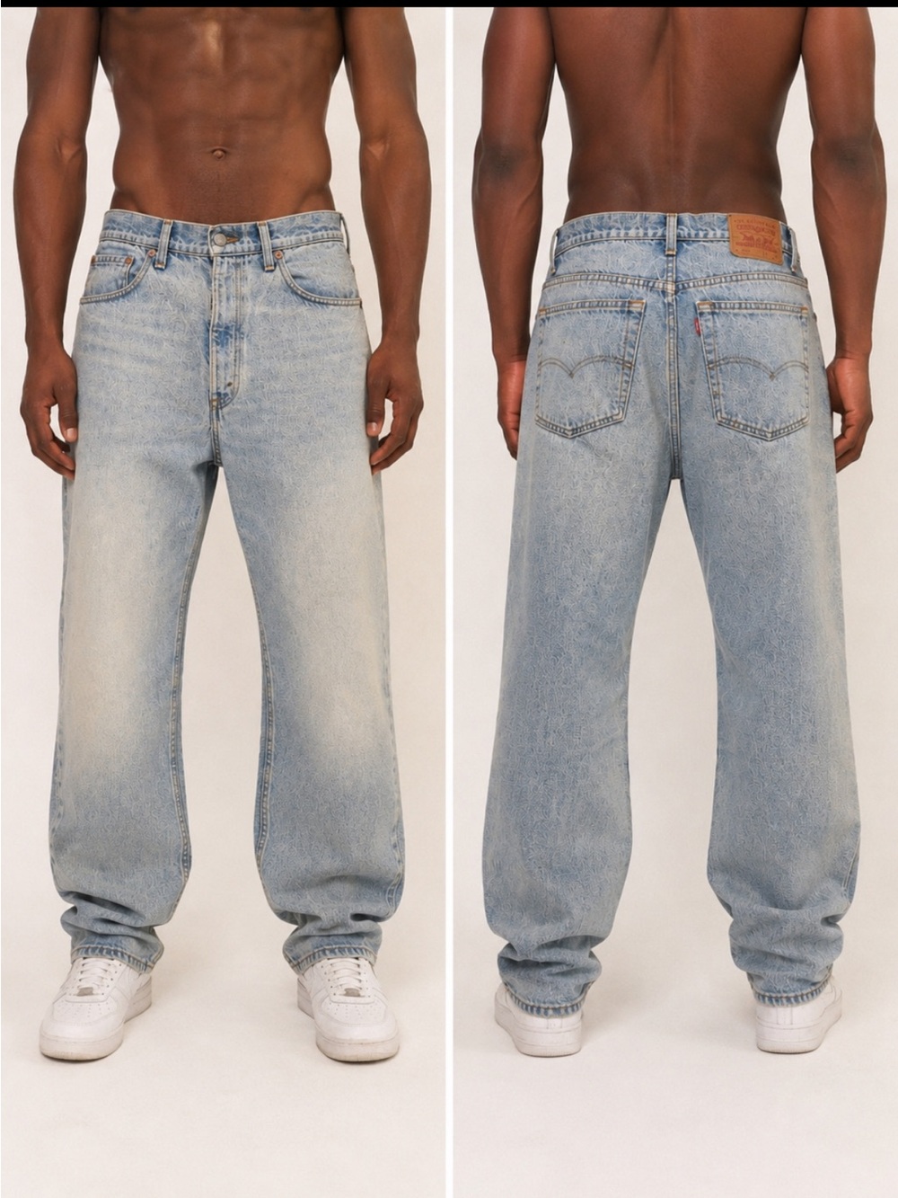 Vintage Levi’s 550 Relaxed 2-Tone Light Blue Stone Wash Tapered‎ Leg Jeans 38/34